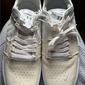 Nike Cream and White Sneakers with Leather Upper and Perforations